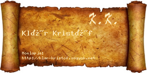 Klár Kristóf névjegykártya